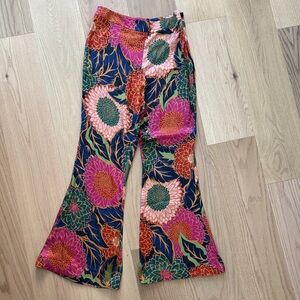 Farm Rio • Multicolor Vintage Garden Satin Flare Pants